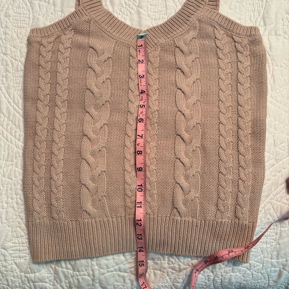 Women's Beige Cable Knit Tank Top - Picture 7 of 7